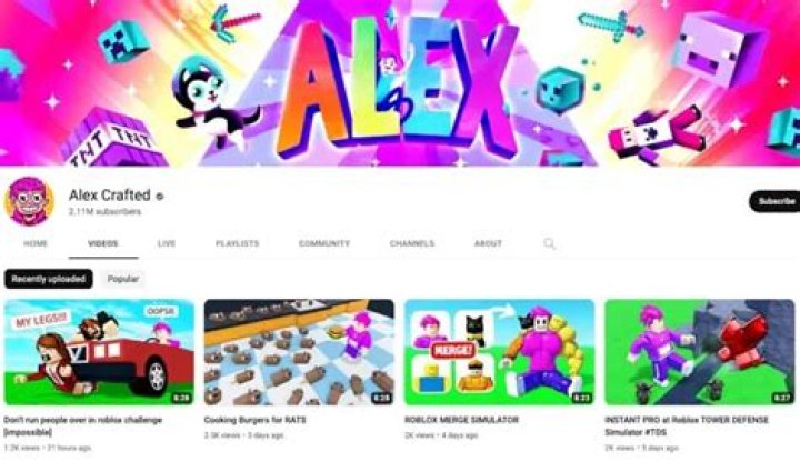 Alex Crafted Youtuber overview